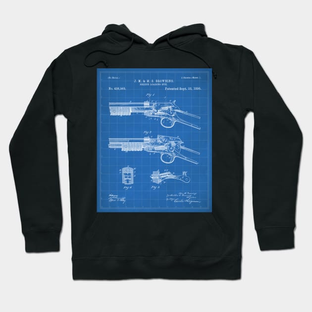 Browning Breach Rifle Patent - Gun Lover Gunsmith Art - Blueprint Hoodie by patentpress